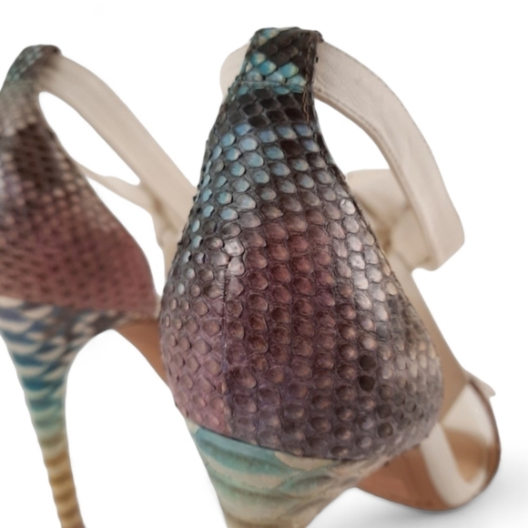 ALEXANDRE BIRMAN Clarita Python Multi-Color Heels Sandals Knotted Snakeskin 7.5 - Picture 14 of 16
